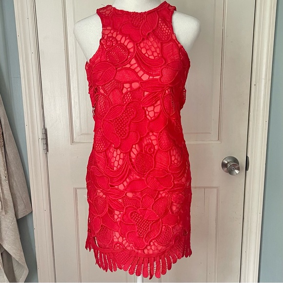 Lovers + Friends Caspian Shift Dress in Coral Size XS Party Night Out Cocktail - Picture 2 of 8